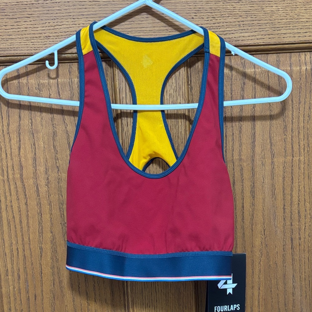 FourLaps Circuit Sports Bra Womens M Pinot Yellow Moonlight Compression Gym NWT